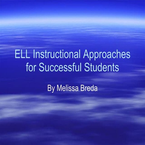 ELL Instructional Programs needed for ELL Teachers
