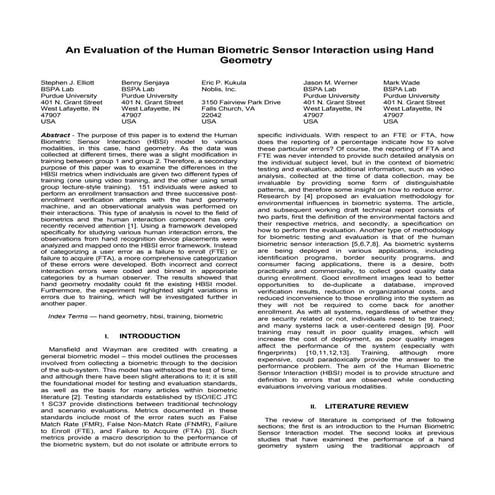(2010) An Evaluation of the Human Biometric Sensor Interaction using Hand Geo...