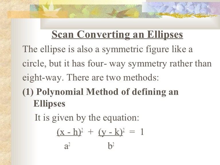 Ellipses drawing algo.