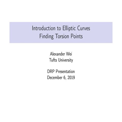 Elliptic Curves