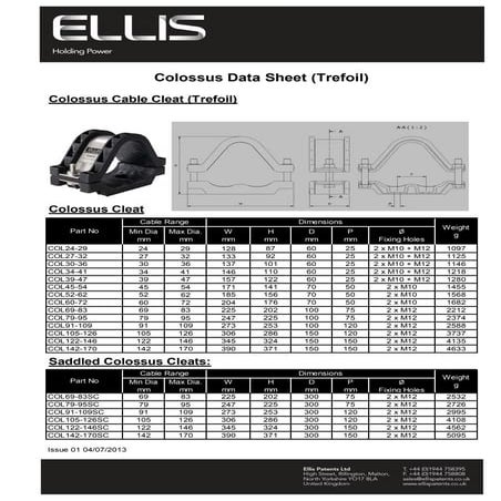 Ellis Patents COL24-29 Colossus Cable Cleats - Trefoil Cable Cleats