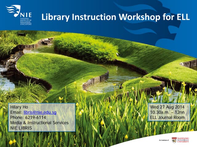 NIE ELL/Library Endnote briefing slides (27.08.14)
