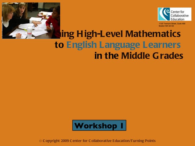Mathematics for ELL Students Workshop 1 Presentation
