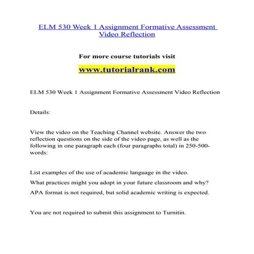 Elm 500 how learning occurs entire course | DOCX