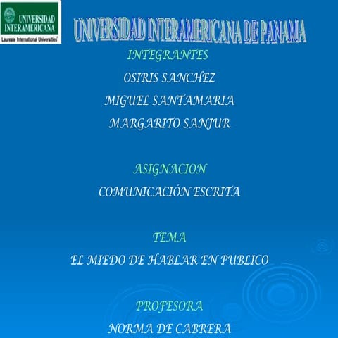 El miedo a hablar en publico (comunicación escrita)