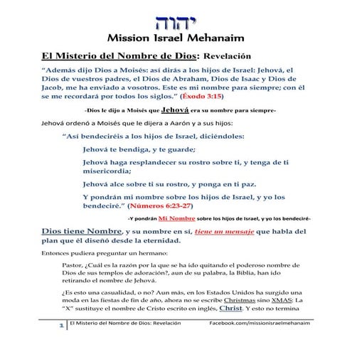 El Misterio del Nombre de Dios Revelado