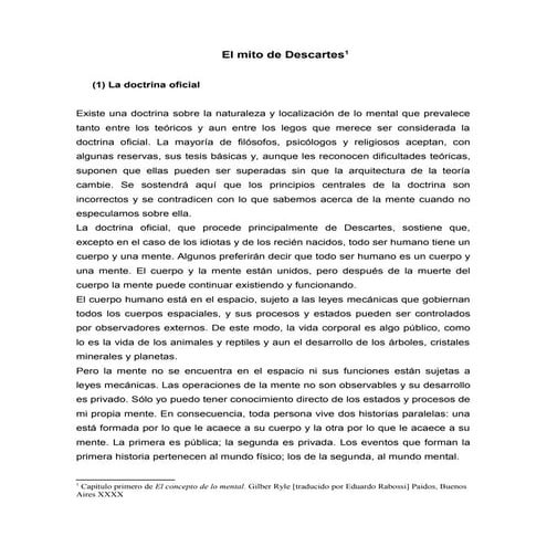 El mito de descartes ryle | DOC
