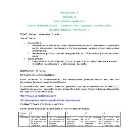 El mito secuencia didáctica