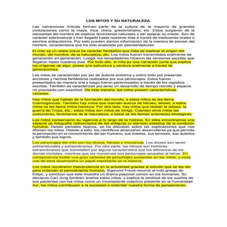 El mito y su naturaleza