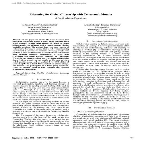 E-learning for Global Citizenship with Conectando Mundos A South African Expe...