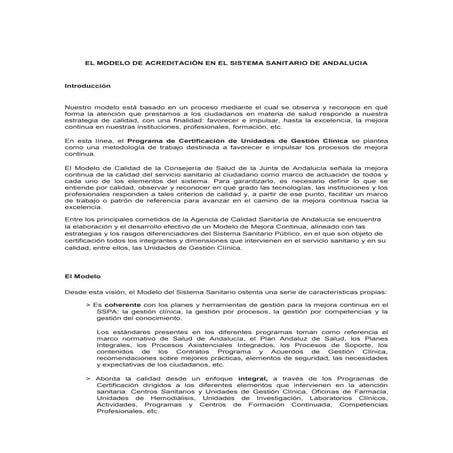 El modelo de acreditación en el sistema sanitario de andalucia | DOCX