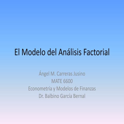 El Modelo Del Análisis Factorial | PPTX
