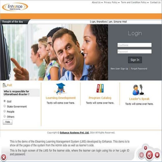 What are the features of Enhance low cost Learning Management System? PPT
