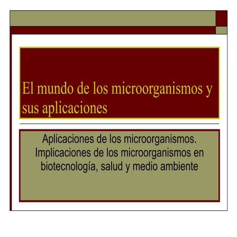 El mundo de los microorganismos y sus aplicaciones