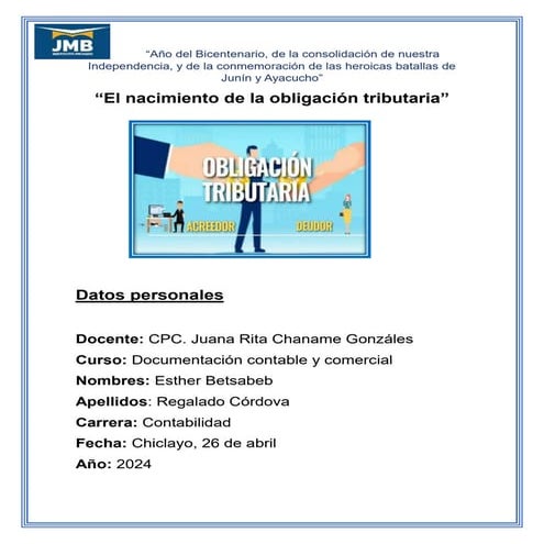 EL NACIMIENTO DE LA OBLIGACIÓN TRIBUTARIA EN EL PERÚ.docx