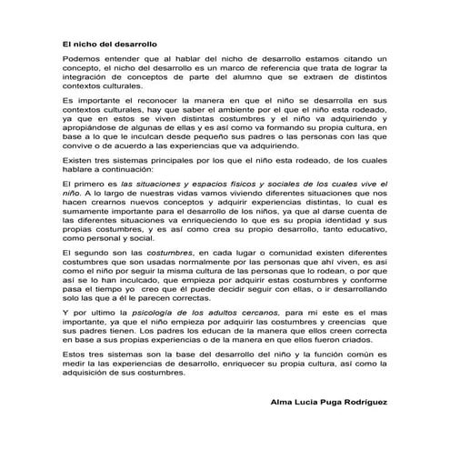 El nicho del desarrollo