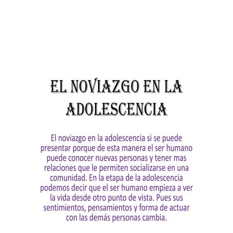 El noviazgo en la adolescencia