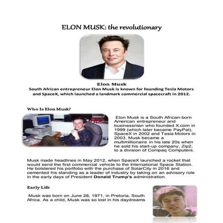 Biography Of Elon Musk | PDF