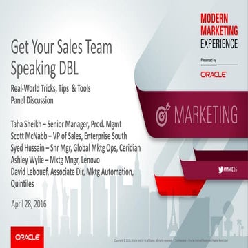 Oracle Eloqua Sales Tools: Recap of MME Stakeholder Roundup Session