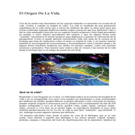 El origen de la vida