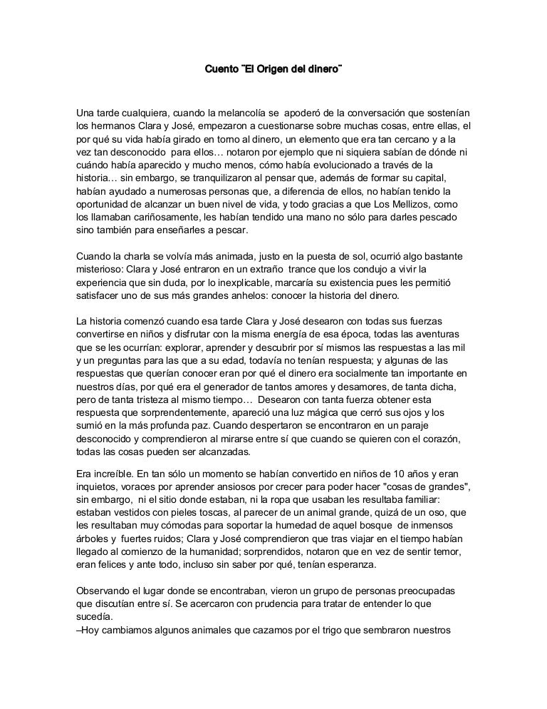 El origen del dinero cuento