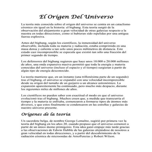 El origen del universo