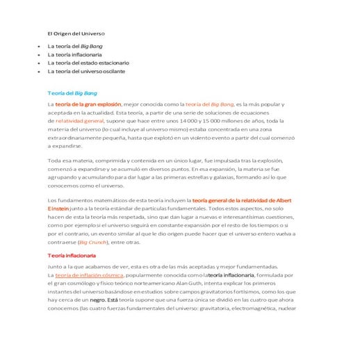 El origen del universo