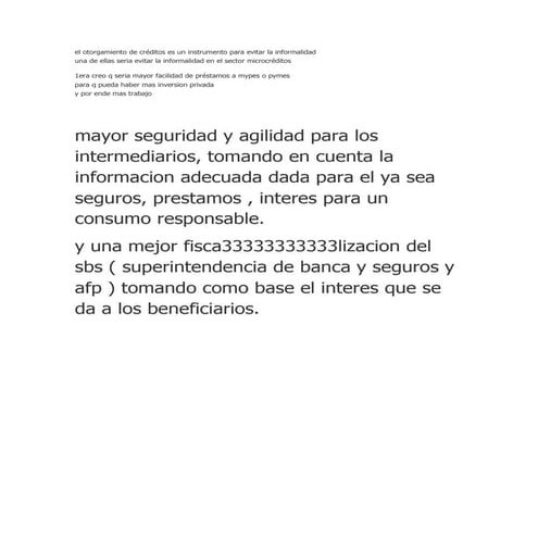 El otorgamiento de créditos es un instrumento para evitar la informalidad