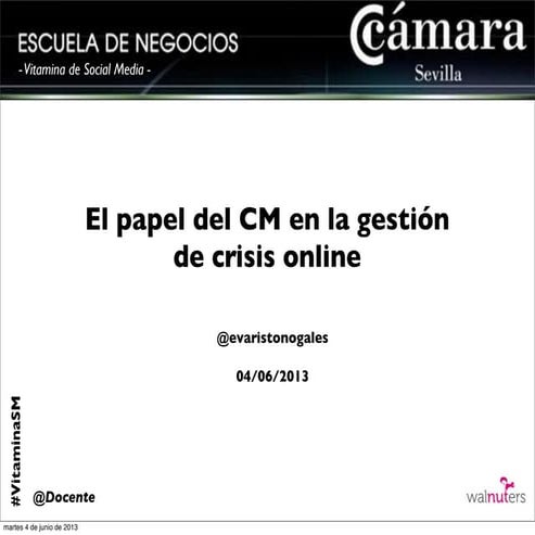 El papel del community manager en la gestión de crisis online. 