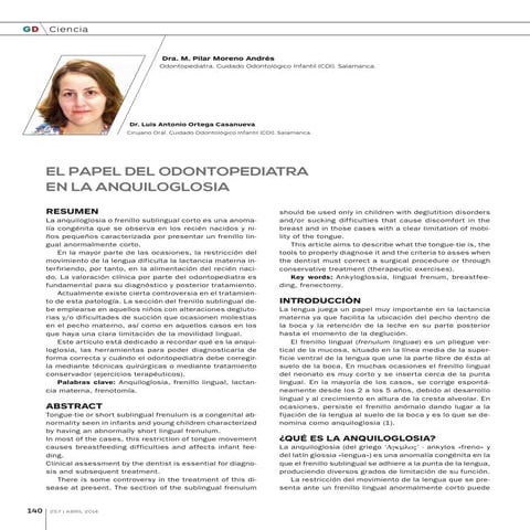 El papel del odontopediatra en la anquiloglosia