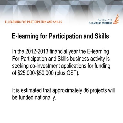 E-learning for Participation and skills funding