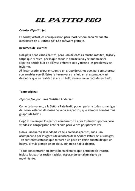 preguntas de comprension del patito feo el patito feo preguntas de comprension del patito feo el patito feo