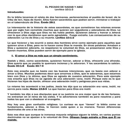 El pecado de nadab y abiú 