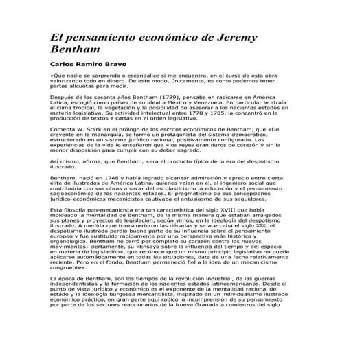 El pensamiento economico de jeremy bentham