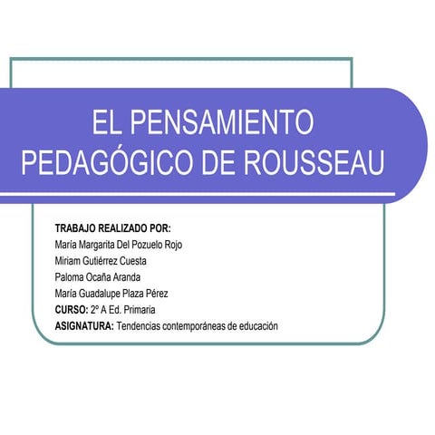 El pensamiento pedagógico de Rousseau