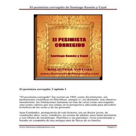 El pesimista Corregido Santiago Ramón y Cajal