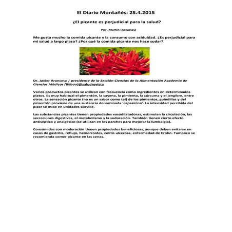 El picante y la salud