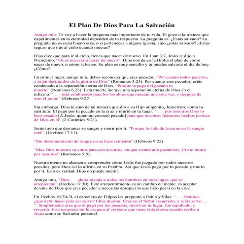 El plan de dios para la salvación | DOCX