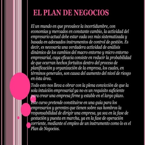 EL PLAN DE NEGOCIOS