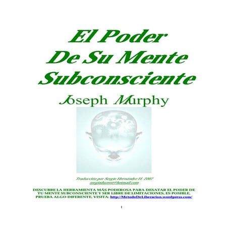 El poder de la mente subconsciente dr joseph murphy | PDF