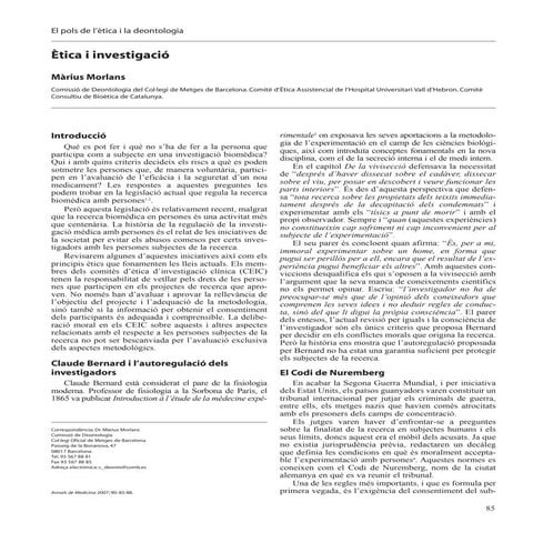 Etica I Investigació