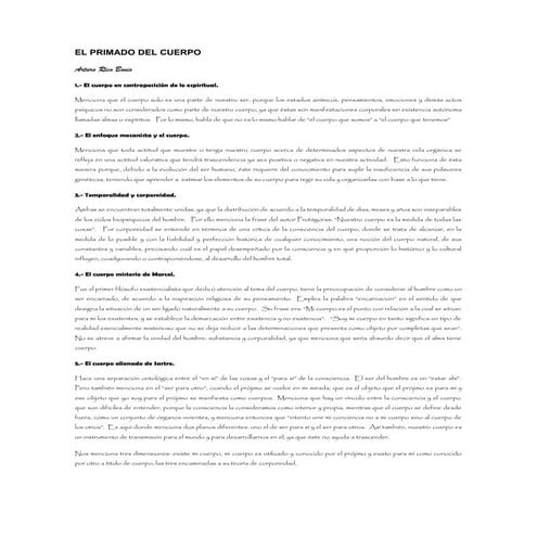 El primado del cuerpo | PPTX