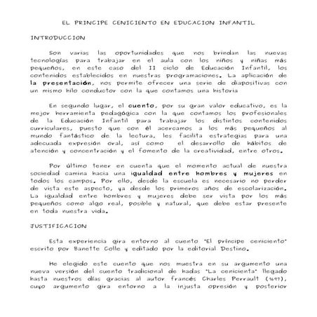 El príncipe ceniciento en Educación Infantil