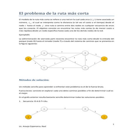 El problema de la ruta mas corta 
