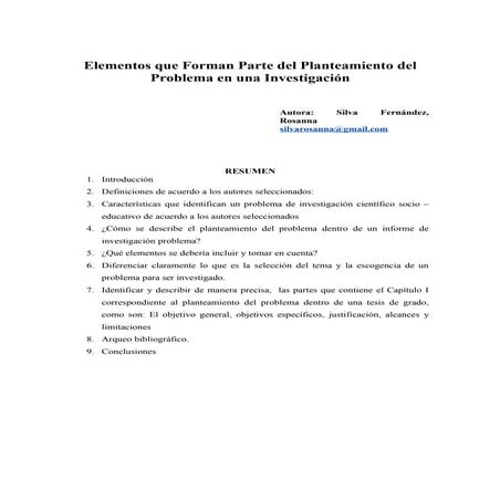 Elementos que Forman Parte del Planteamiento del Problema en una Investigación
