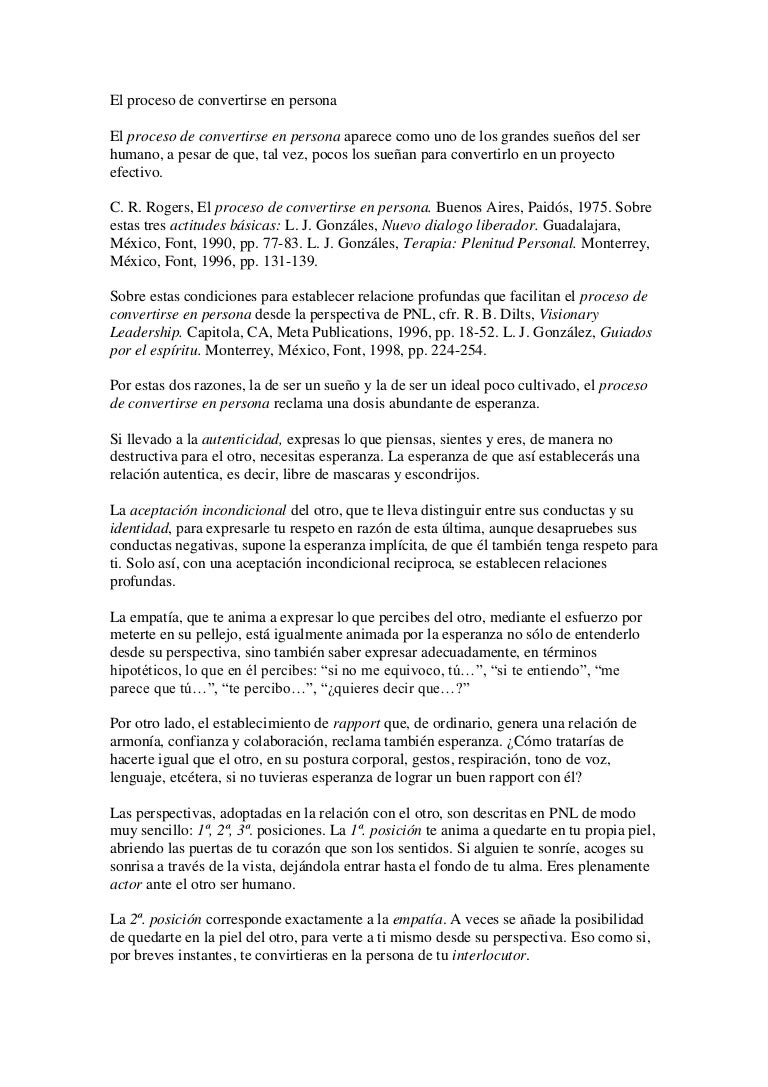 El Proceso De Convertirse En Persona