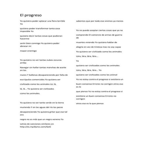 El progreso roberto carlos letra | DOCX
