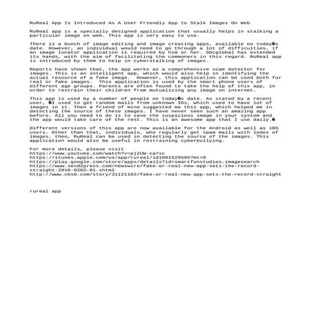 RuReal App Is Introduced As A User Friendly App to Stalk Images On Web