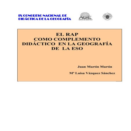 El rap como complemento didáctico en la Geografía de la ESO