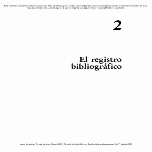 El registro bibliografico
